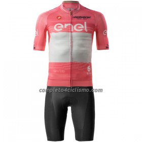 Completo Maglia + Pantaloncino con bretelle 2023 Giro d`Italia Maglia Rosa Manica Corta